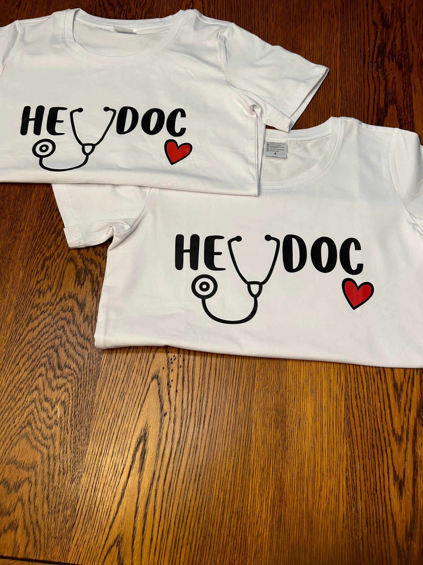 White Short Sleeve HeyDoc T shirts