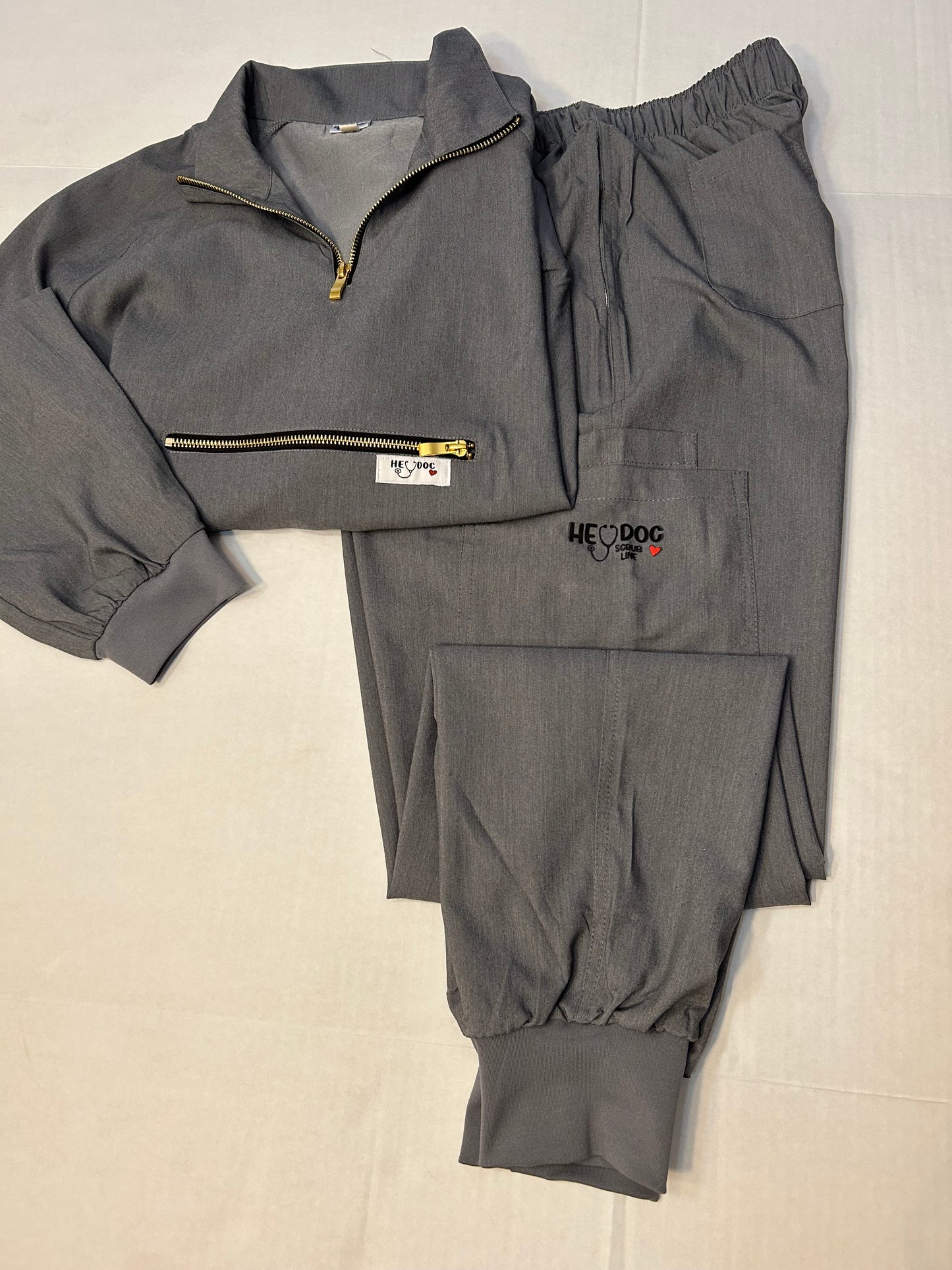 Long Sleeve Gray Heydoc Scrub Set